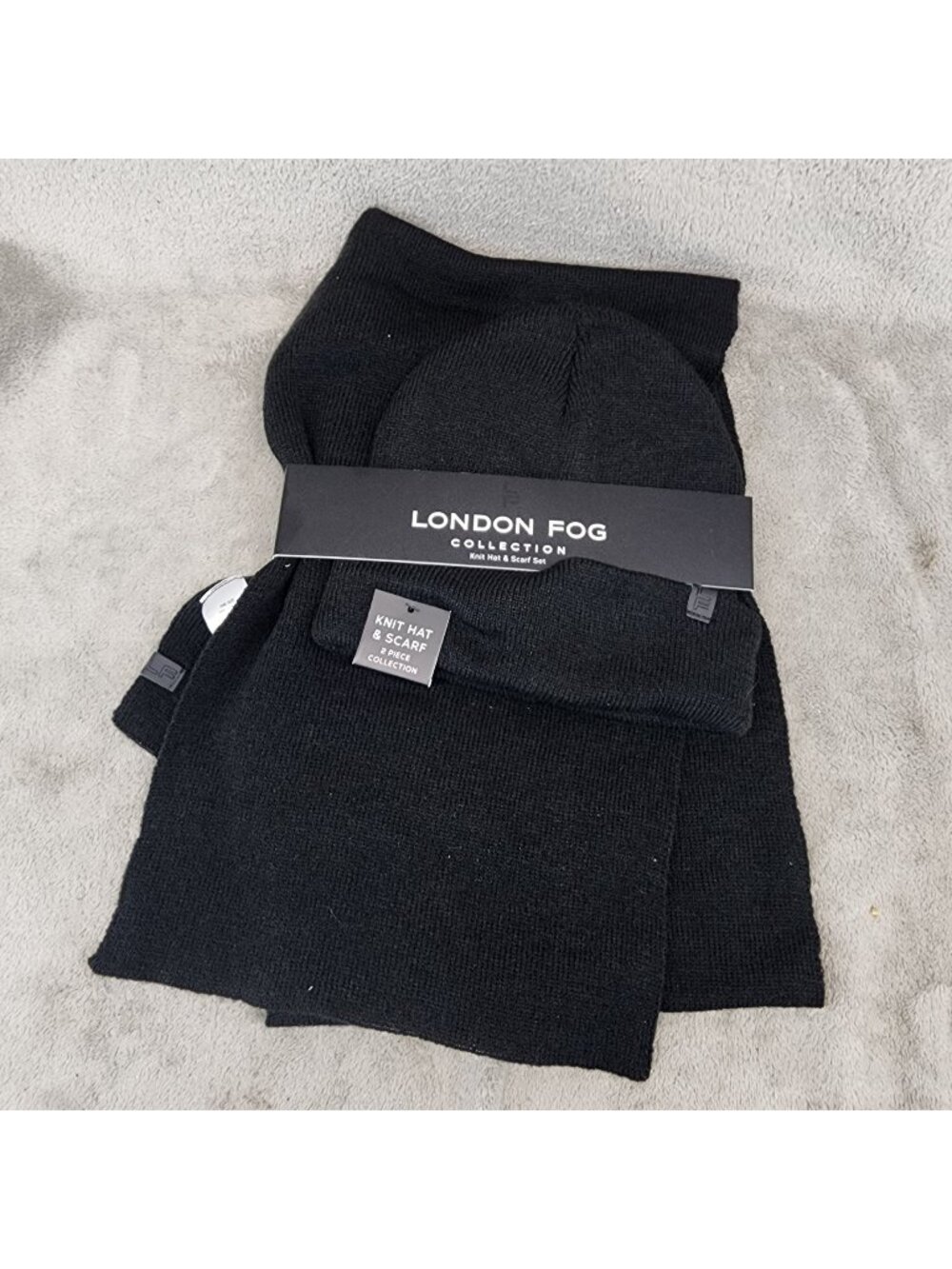 London Fog 2 Piece Collection Mens One Size Knit Hat Beanie Scarf Set *NWT*